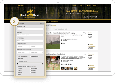 Search results filters in action